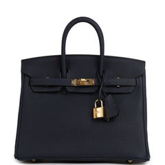 Hermes Birkin 25 Bleu Nuit Togo Gold Hardware