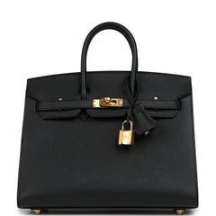 Hermes Birkin Sellier 25 Black Epsom Gold Hardware