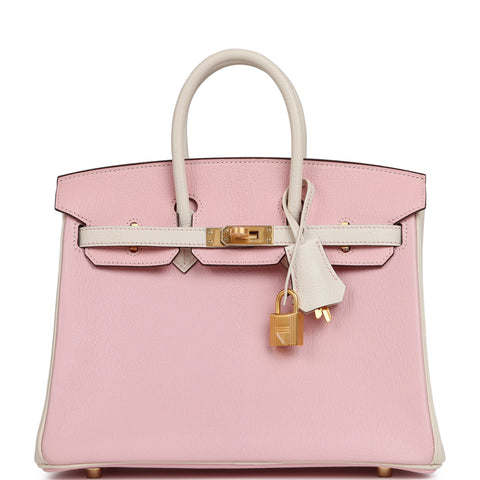 Hermes Special Order (HSS) Birkin 25 Rose Sakura, Nata Chevre Mysore Brushed Gold Hardware