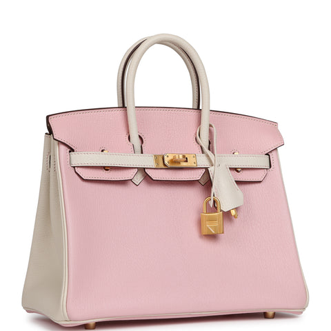Hermes Special Order (HSS) Birkin 25 Rose Sakura, Nata Chevre Mysore Brushed Gold Hardware