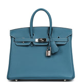 Pre-owned Hermes Birkin 25 Blue Jean Togo Palladium Hardware - Thumbnail View 1