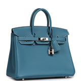 Pre-owned Hermes Birkin 25 Blue Jean Togo Palladium Hardware - Thumbnail View 2