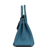 Pre-owned Hermes Birkin 25 Blue Jean Togo Palladium Hardware - Thumbnail View 3
