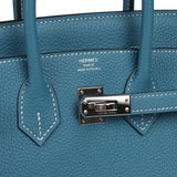 Pre-owned Hermes Birkin 25 Blue Jean Togo Palladium Hardware - Thumbnail View 7