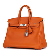 Pre-owned Hermes Birkin 25 Orange Swift Palladium Hardware - Thumbnail View 5