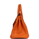 Pre-owned Hermes Birkin 25 Orange Swift Palladium Hardware - Thumbnail View 3