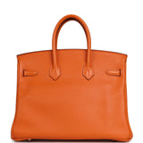 Pre-owned Hermes Birkin 25 Orange Swift Palladium Hardware - Thumbnail View 4