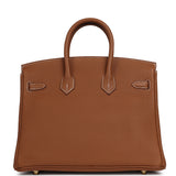 Pre-owned Hermes Birkin 25 Gold Togo Gold Hardware - Thumbnail View 4