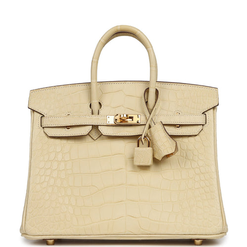 Hermes Birkin 25 Vanille Matte Alligator Gold Hardware