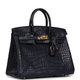 Hermes Birkin 25 Bleu Indigo Matte Alligator Gold Hardware - Thumbnail View 2