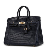Hermes Birkin 25 Bleu Indigo Matte Alligator Gold Hardware - Thumbnail View 5