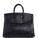 Hermes Birkin 25 Bleu Indigo Matte Alligator Gold Hardware - Thumbnail View 4