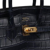 Hermes Birkin 25 Bleu Indigo Matte Alligator Gold Hardware - Thumbnail View 7