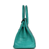 Pre-owned Hermes Birkin 30 Bleu Paon Matte Alligator Gold Hardware - Thumbnail View 4