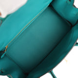 Pre-owned Hermes Birkin 30 Bleu Paon Matte Alligator Gold Hardware - Thumbnail View 9