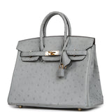 Pre-owned Hermes Birkin 25 Bleu Glacier Ostrich Gold Hardware - Thumbnail View 5