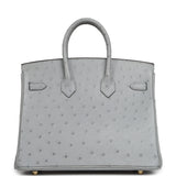 Pre-owned Hermes Birkin 25 Bleu Glacier Ostrich Gold Hardware - Thumbnail View 4