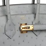 Pre-owned Hermes Birkin 25 Bleu Glacier Ostrich Gold Hardware - Thumbnail View 7