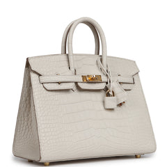 Hermes Birkin Sellier 25 Beton Matte Alligator Gold Hardware
