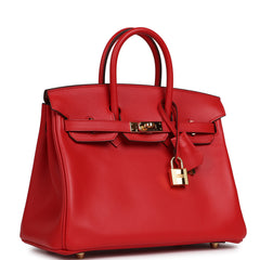 Pre-owned Hermes Birkin 25 Rouge de Coeur Swift Gold Hardware