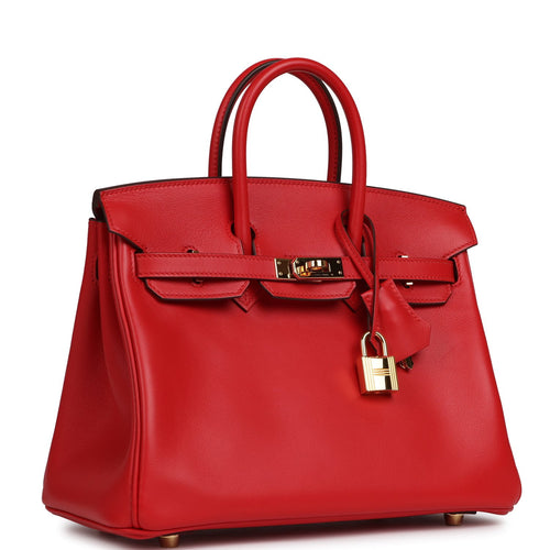 Pre-owned Hermes Birkin 25 Rouge de Coeur Swift Gold Hardware