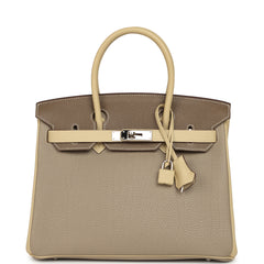 Pre-owned Hermes Special Order (HSS) Birkin 30 Gris Tourterelle, Etoupe, Parchemin Togo Palladium Hardware