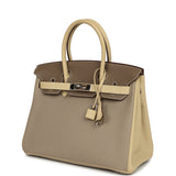 Pre-owned Hermes Special Order (HSS) Birkin 30 Gris Tourterelle, Etoupe, Parchemin Togo Palladium Hardware - Thumbnail View 5