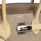 Pre-owned Hermes Special Order (HSS) Birkin 30 Gris Tourterelle, Etoupe, Parchemin Togo Palladium Hardware - Thumbnail View 7