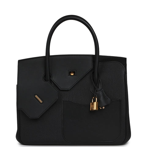 Hermes Birkin 30 En Desordre Black Togo and Swift Gold Hardware
