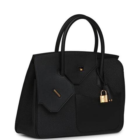 Hermes Birkin 30 En Desordre Black Togo and Swift Gold Hardware