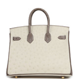 Hermes Special Order (HSS) Birkin 25 Beton, Gris Tourterelle Ostrich Brushed Gold Hardware - Thumbnail View 4