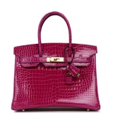Hermes Birkin 30 Rose Poupre Shiny Porosus Crocodile Gold Hardware - Thumbnail View 1