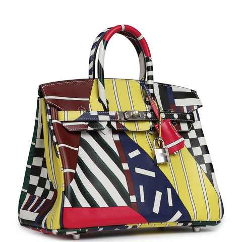 Hermes "One Two Three and Away We Go" Birkin 25 Multicolor Swift Palladium Hardware