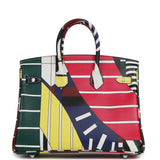 Hermes "One Two Three and Away We Go" Birkin 25 Multicolor Swift Palladium Hardware - Thumbnail View 4