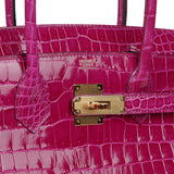 Hermes Birkin 30 Rose Poupre Shiny Porosus Crocodile Gold Hardware - Thumbnail View 7