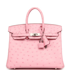 Hermes Birkin 25 Bubblegum Ostrich Boreal Palladium Hardware