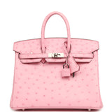 Hermes Birkin 25 Bubblegum Ostrich Boreal Palladium Hardware - Thumbnail View 1