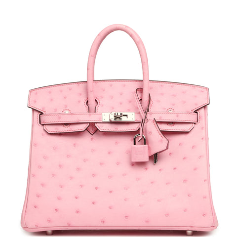 Hermes Birkin 25 Bubblegum Ostrich Boreal Palladium Hardware