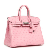 Hermes Birkin 25 Bubblegum Ostrich Boreal Palladium Hardware - Thumbnail View 2