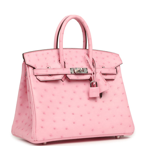 Hermes Birkin 25 Bubblegum Ostrich Boreal Palladium Hardware