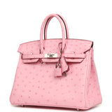 Hermes Birkin 25 Bubblegum Ostrich Boreal Palladium Hardware - Thumbnail View 5