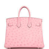 Hermes Birkin 25 Bubblegum Ostrich Boreal Palladium Hardware - Thumbnail View 4