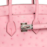 Hermes Birkin 25 Bubblegum Ostrich Boreal Palladium Hardware - Thumbnail View 7
