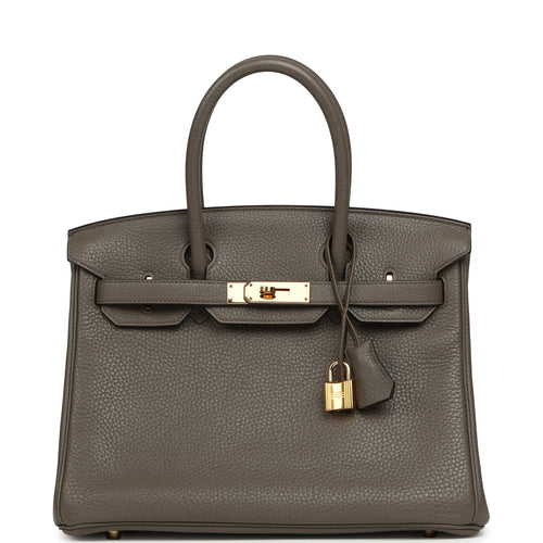 Pre-owned Hermes Birkin 30 Etain Clemence Gold Hardware