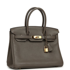 Pre-owned Hermes Birkin 30 Etain Clemence Gold Hardware