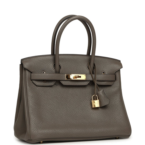 Pre-owned Hermes Birkin 30 Etain Clemence Gold Hardware
