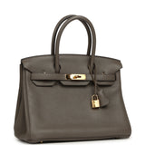 Pre-owned Hermes Birkin 30 Etain Clemence Gold Hardware - Thumbnail View 2