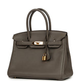 Pre-owned Hermes Birkin 30 Etain Clemence Gold Hardware - Thumbnail View 4