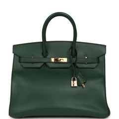 Vintage Hermes Birkin 35 Vert Anglais Ardennes Gold Hardware