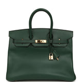 Vintage Hermes Birkin 35 Vert Anglais Ardennes Gold Hardware - Thumbnail View 1